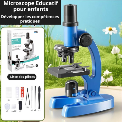 🔬 Microscope Educatif pour enfants🤩3 niveaux de grossissement (300x à 1200x)