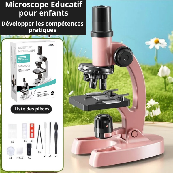 🔬 Microscope Educatif pour enfants🤩3 niveaux de grossissement (300x à 1200x)
