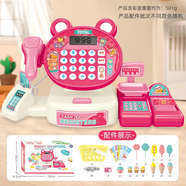 Children play at home toy electric simulation supermarket cash register cartoon frog animal shopping cart computer baby gift