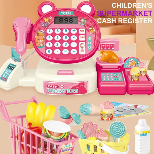 Children play at home toy electric simulation supermarket cash register cartoon frog animal shopping cart computer baby gift