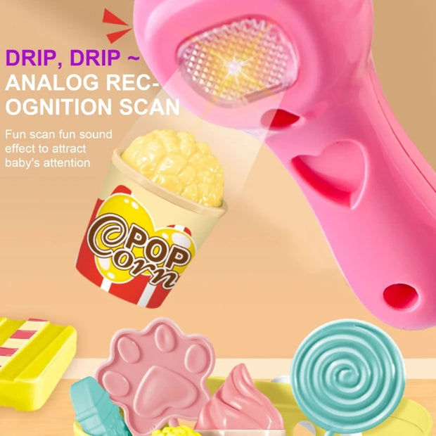 Children play at home toy electric simulation supermarket cash register cartoon frog animal shopping cart computer baby gift