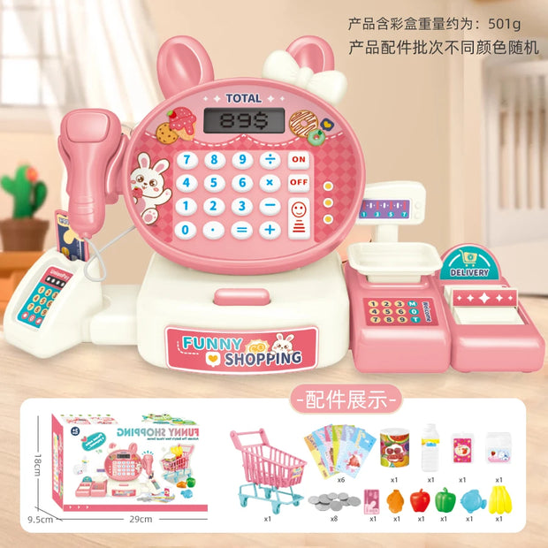 Children play at home toy electric simulation supermarket cash register cartoon frog animal shopping cart computer baby gift